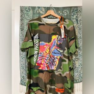 Heron Preston X Saks Capsule Regular-fit Camo Spray T-Shirt Sz L
